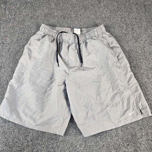 Nike Swim Shorts Men Medium Gray Lined Volley Trunks Swoosh NESSA558 - Picture 7 of 7